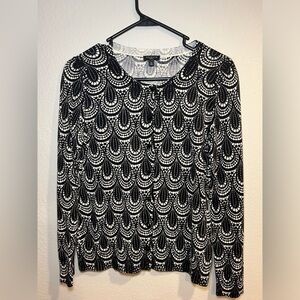Talbots women’s black and white size small petite cardigan sweater